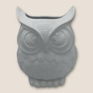 SALE Large 9.25" Ashland Home White Night Owl Hooter Ceramic Flower Vase Birds